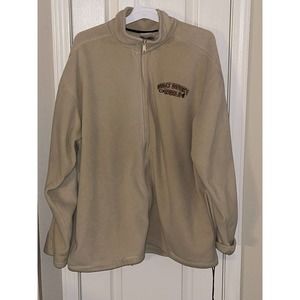 Walt Disney World Mens Full Zip Fleece Jacket 1971 Embroidered Logo 71 Tan Large